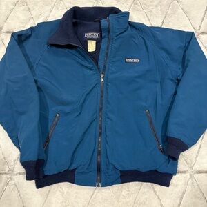 VTG Lands End Squall Jacket Womens Med  Cozy Blue Made In USA Fleece Lined